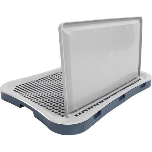 Puppy Potty Training Tray,Portable Puppy Mesh Training Potty Dog Training Toilet with Wall Column Removable Pee Pad Tray for Large Small Medium Pets (Dark Blue)