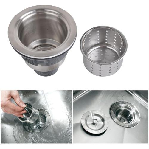 3-1/2 Inch Sink Drain Assembly Kit, Removable Deep Sink Strainer Basket with Sink Stopper/Sealing Lid for Home, Kitchen, Stainless Steel