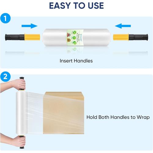 TICONN Stretch Wrap Stretch Film Roll, 1000ft Industrial Strength 15 inch Wide Clear Plastic Wrap with Handles for Pallet Wrapping Shipping Moving
