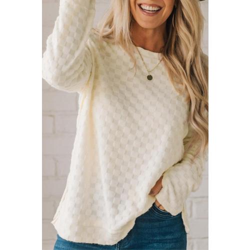 Size M Chvity Women’s Textrued Thumbhole Sleeve Knit Tops Crewneck Long Sleeve Solid Pullover Sweatshirt Tops