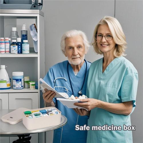 Lockable Storage Box,Medicine Lock Box Travel Case,Refrigerator Bin Container for Food,Medicines,Snacks,Locking Mobile Cell Phone Device Jail,Small Lockbox for Office,Home,School,Father Gift (Cream)