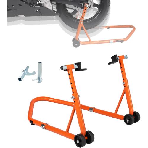 Adjustable Motorcycle Stand, 850LB Sport Bike Swingarm U L Orange | 5 Height Settings, Fits BMW Yamaha Honda Kawasaki Suzuki, Adjustable Width, Stable Support for Moto Maintenance Repair