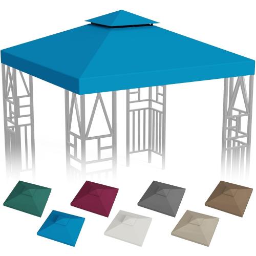 Gazebo Canopy Replacement 10x10ft Outdoor Shelter for Smaller Top Double Tiered Canopy Cover (Blue)