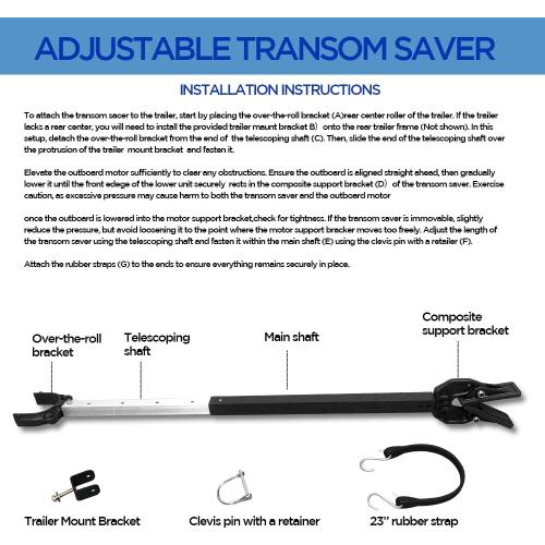 Boat Transom Saver Adjustable Shock Absorbing Boat Transom Saver with Composite Head Ideal for Holds Engine, Roller and Trailer Mounts