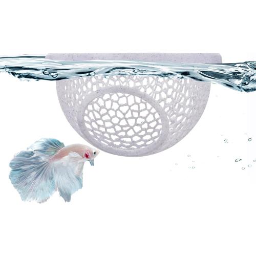 Floating Betta Hide & Shrimp Cave – 3D Printed Aquarium Hammock with Marble Texture, Feeder Ring & Rest Spot for Betta Fish, Nano Tanks, Corydoras, Shrimp – Safe PLA
