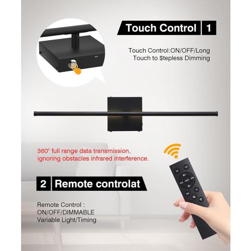 Battery Operated Wall Sconce with Remote Control,Wall Sconces Set of Two,3000K-6500K LED Wireless Wall Light for Bedroom, Hallway, Background Wall, 350°Rotate,26.6 Inch, Black(2 Pack)