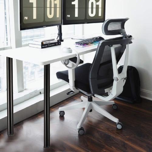 QLLY 29.5 inch / 75cm Adjustable Tall Metal Desk Legs, Office Table Furniture Leg Set, Set of 4 (75cm, Black)