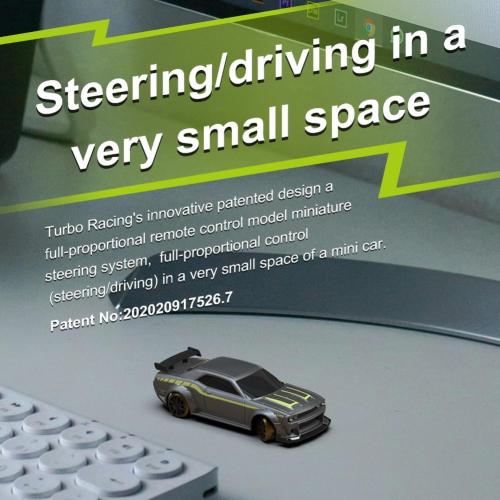 Turbo Racing 1:76 Scale Drift RC Car with Gyro Mini Full Proportional RTR 2.4GHZ Remote Control with 2 Replaceable Body Shell (C65-GREY)