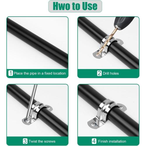 30PCS 3/4 inch Stainless Steel Conduit Clamps, 2 Holes Cable U Bracket Pipe Clamp, Metal U Clamp Strap Tension Clips for Pipe Fixing on Various Surfaces (20mm)