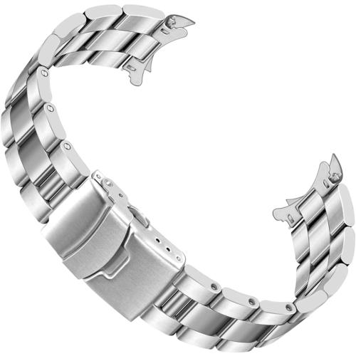 Juntan Stainless Steel Curved Solid End Tapered Watch Band, 18mm 20mm 21mm 22mm Watch Bands Metal Watch Strap Bracelet Deployment Double FlipLock Buckle Silver Black Silver Gold