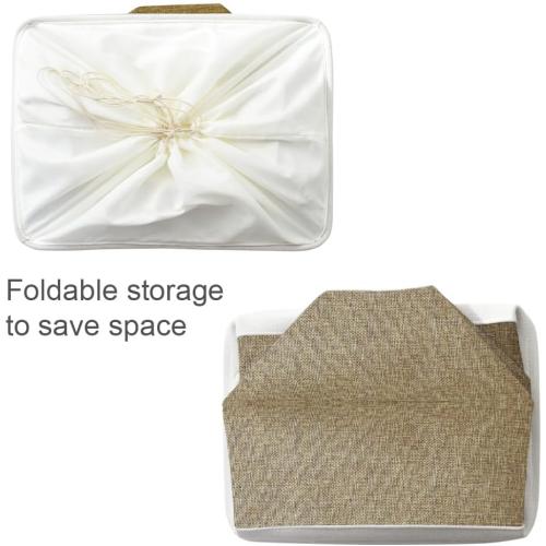 TheWarmHome Organization Basket - 20x16x14 inch Jumbo 3 Pack Collapsible Storage Bins for Shelves, Fabric Storage Cubes for Closet Organizer Gift Toy (White & Khaki)