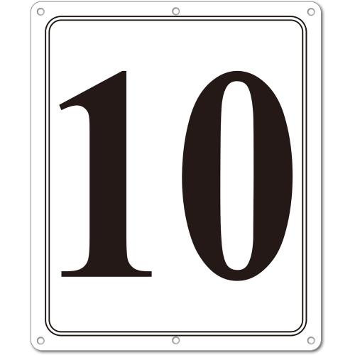 Premium Metal Numbered Sign Outdoor, Reflective 12 x 10 Large Aluminum Number Signs 10 for Parking Space, Tennis Court, Field, Warehouse, Aisle, Building, Dock, High Visibility, Weather-resistant, No Fade