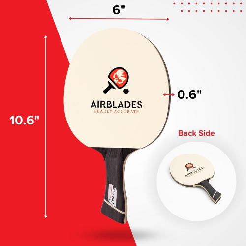 Professional Ping Pong Paddle with Hard Carry Case | Pro Table Tennis Racket | Table Tennis Paddle with Ergonomic Handle | 5 Blades of Wood with Premium Rubber and Sponge by AirBlades
