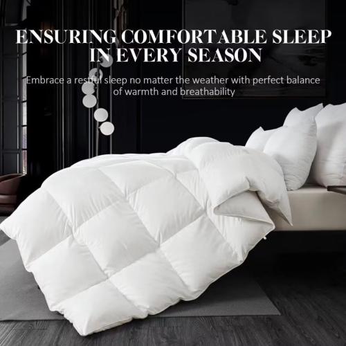 WhatsBedding Feather Down Fiber Comforter King Size,Duvet Insert King Filled with Feather and Down Fiber, All Season White Luxury Bed Comforter,Ultra Soft 100% Cotton 106x90