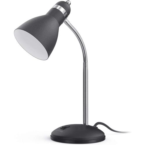 LEPOWER Metal Desk Lamp, Eye-Caring Table Lamp, Study Lamps with Flexible Goose Neck for Bedroom, Home Office (Matte Black)