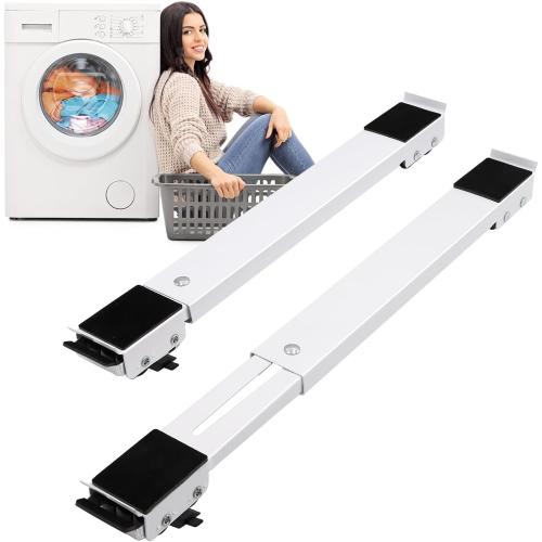 Extendable Furniture Appliances Rollers, Mover Tools with 24 Roller & Brake Equipment for Heavy Washing Dryer Machine Refrigerator for Mobile Wheels Strong Base Stand Hold Up to 660 lb White
