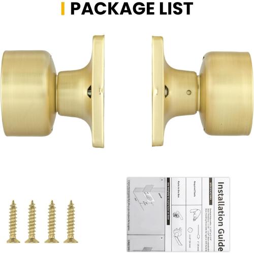 Goldenwarm Brushed Gold Dummy Door Knobs No-Function, Single-Side Gold Door Knobs for Handle, Closet Door Knob Pull/Handle Function for Pantry/French Doors 1 Pack