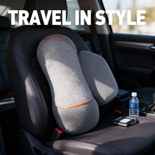 Neck Support Pillow Memory Foam with Detachable Pillowcase, Grey, USB Plug in 3 Temperatures - Soothing Heat Function, Customizable Comfort for Sleeping and Relaxation