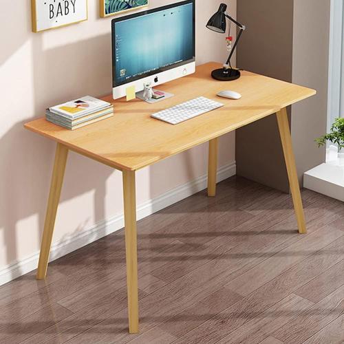 IOTXY Simple Wooden Writing Desk - Modern Minimalist Style PC Laptop Computer Workbench with Solid Wood Legs, 47 W Home Office Work Table for TV Stand Music Video Live Broadcast Workstation, Oak
