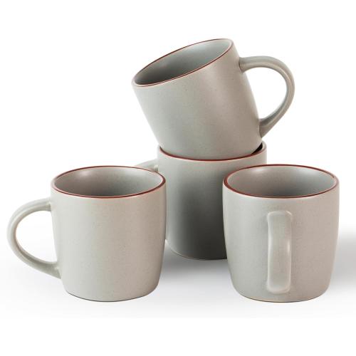 famiware Mercury Coffee Mugs 13 oz, Coffee Mugs Set of 4 with Handle, Cups for Latte, Hot Tea, Cappuccino, Mocha, Cocoa, Dark Grey