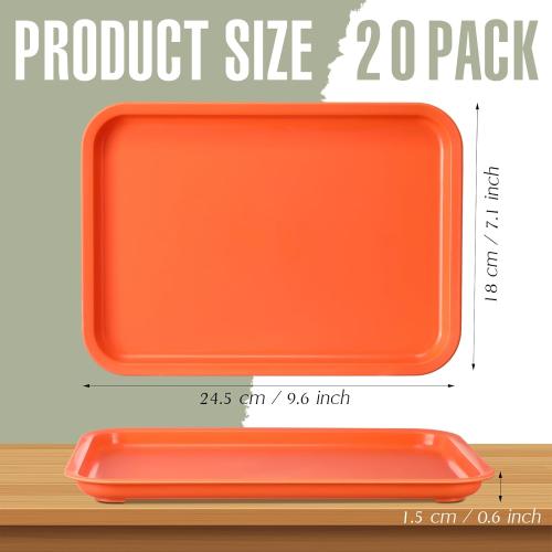 Sintuff ****20 Pcs**** Plastic Art Trays Colorful Fast Food Lunch Trays Bulk Activity Crafts Sensory Serving Organizer for Home, School, Kids, DIY Projects, Painting, Beads(20 Colors,10 x 7 Inch)