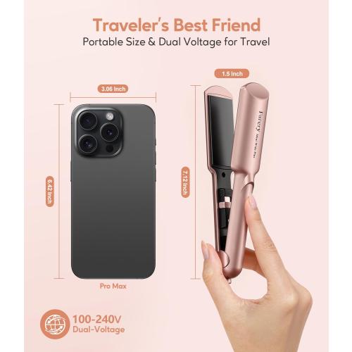 Farery Mini Flat Iron, 1.5 Inch Travel Hair Straightener for Short Hair