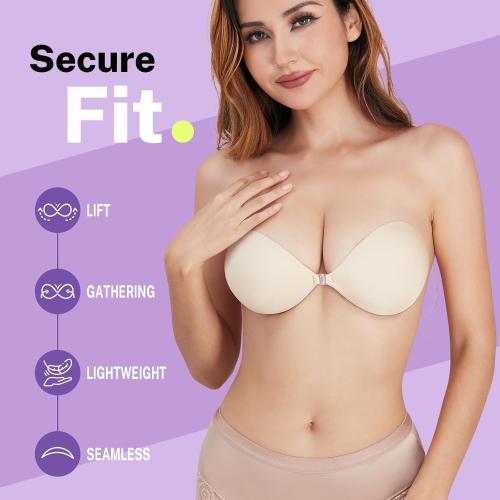 Invisible Strapless Sticky Bra Push up for Women, Ultra Adhesive Bra for Backless Dress, Cleavage Bra Lift Novelty Bras