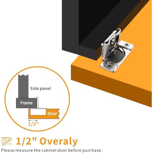 Chibery 50 Pack 1/2 Overlay 3D Soft Close Concealed Hinge for Face Frame Door, Smooth Slow Self Closing Hinges, Satin Nickel, Hidden 105° Open Angle Stainless Steel Hinge for Kitchen Cabinet Door