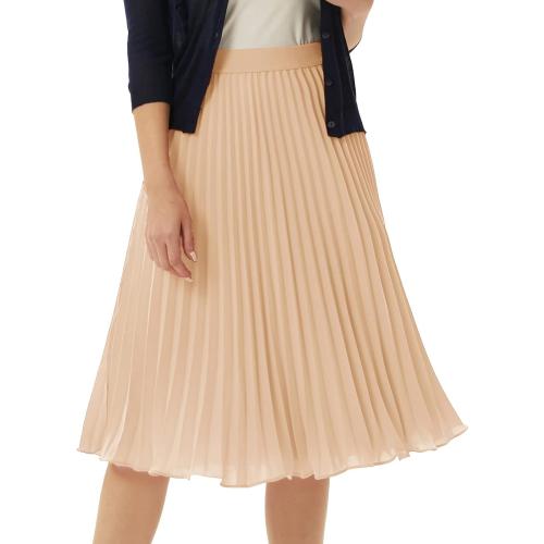 Size S ...GRACE KARIN Women High Elastic Waist Pleated Chiffon Skirt Midi Swing A-line Skirts