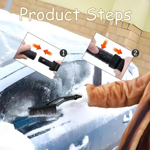 24 Car Snow Brush and Ice Scrapers for Car Windshield, Detachable Snow Scrapers Car Accessories - Black