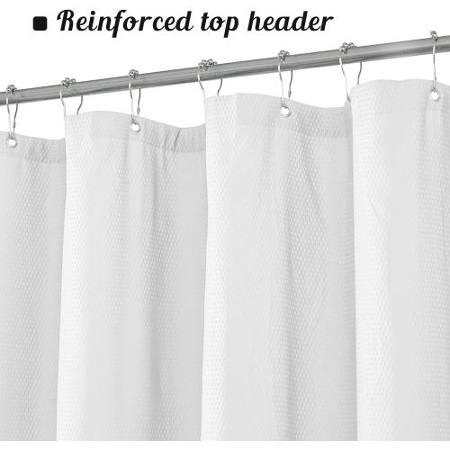 Mrs Awesome Embossed Microfiber Extra Long Shower Curtain Liner 71 x 96 inches, Soft Fabric Shower Curtain Washable and Water Repellent,71x96, White