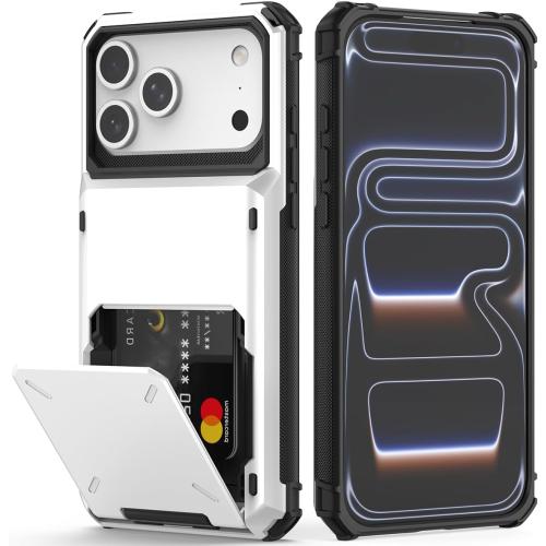 Nvollnoe Compatible with iPhone 17 Pro Max Case with Card Holder[Store 5 Cards] Dual Layer Heavy Duty Shockproof Wallet Case with Hidden Card Slot Large Storage Cover for Men&Women 6.9''(White)