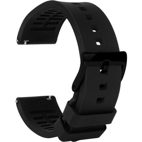 Silicone Watch Band for Men - Black Quick Release Watch Band for Women Soft - Waterproof Smart Watch Bracelet Clasp - Correa de Silicona para Reloj Replacement - 18mm 19mm 20mm 21mm 22mm 24mm
