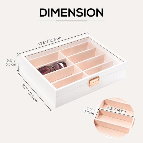 ProCase Wooden Sunglasses Organizer Trays for Men Women, Storage Box for Eyewear