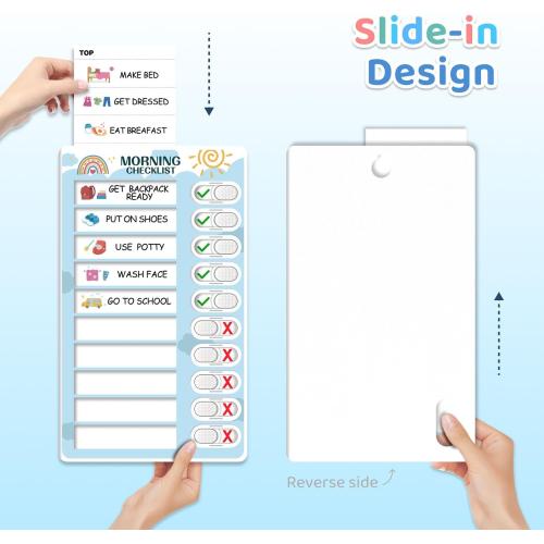 3 in 1 Bedtime/Morning/Weekly Routine Chart for Kids, Magnetic Chore Chart for Kids, Visual Schedule for Kids Toddlers Schedule Board for Home