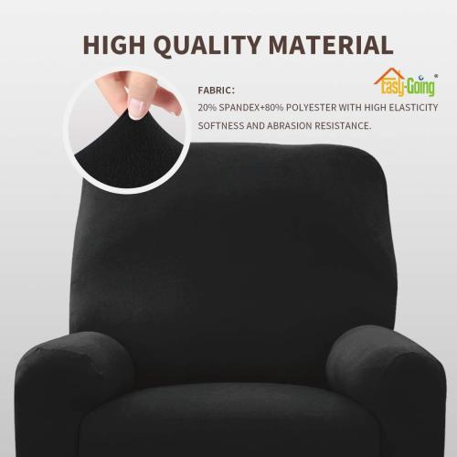 Easy-Going  Microfiber Stretch Recliner Slipcover – Spandex Soft Fitted Sofa Couch Cover, Washable Furniture Protector with Elastic Bottom for Kids, Pet(Recliner, Black)
