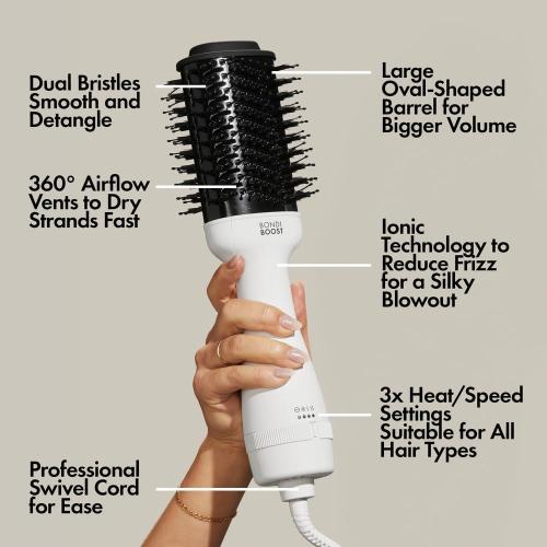 BONDIBOOST Blowout Brush Pro Hair Dryer [75MM], Oval Shape Styler Volumizer for Smooth/Frizz Free Results Great All Types 3X Heat/Speed Options 360° Airflow Vents, (WDD05) ‼️needs to be cleaned‼️