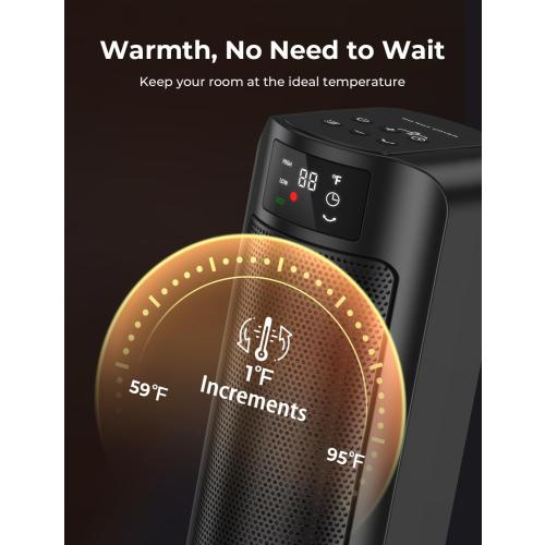 Space Heater, 1500W Space Heaters Efficient Heating with LED Display, 1-24H Timer, ECO, Multiple Protection, 60° Oscillating Portable Heater Quiet Heating for Garage Home Office Indoor Use