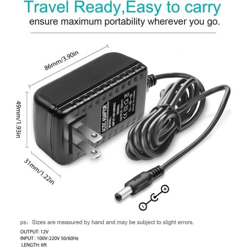 12V 2A Power Cord Adapter Charger Replacement for Spectra Breast Pump S1, S2 Plus, S3 Pro, 9 Plus, SG Synergy Gold, SPS100, SPS200, 6ft Charging Power Cord Cable Led Light