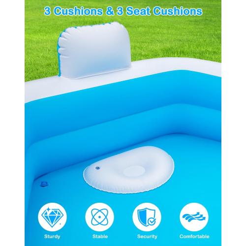 Inflatable Pool for Adults, 77 X 71 X 22 Large Blow Up Pool with Pump, Oversized Thickened Full Size Family Swimming Pools for Outdoor Backyard Summer Water Party Indoor Use