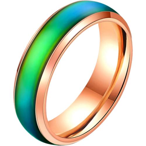 6mm Stainess Steel Band Temprature Sensitive Color Changing Mood Rings for Men Women, His Her Black Rose Gold Plated Anniversary Wedding Birthday Band Rings Y1854