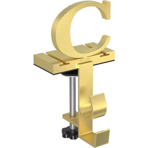 Monogrammed Christmas Stocking Holder with Initials,2 in 1 Fireplace Stocking and Garland Hanger for Mantle,2 Hooks Letter Gold Stocking Holder for Xmas Fireplace (Letter-C)