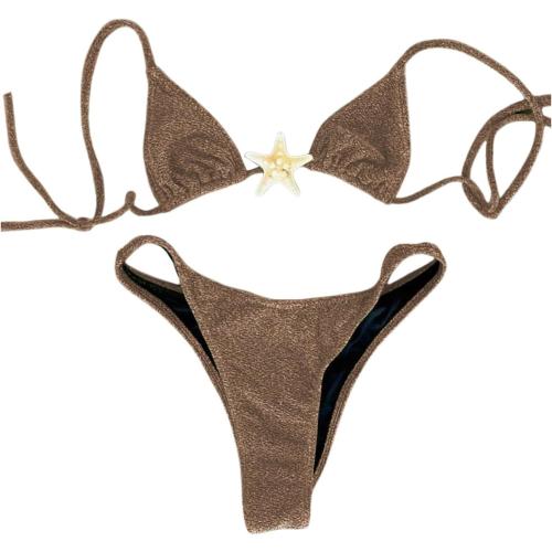 Size M SOLY HUX Women's Sexy Halter Triangle Bikini Set Tie String Swimsuit High Cut Thong Two Piece Bathing Suit