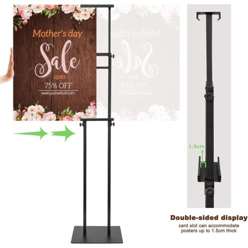 Black Pedestal Poster Sign Stand for Display, Adjustable Height Up to 80 Inchs, Heavy Duty Banner Double Sided Sign Holder for Board & Foam