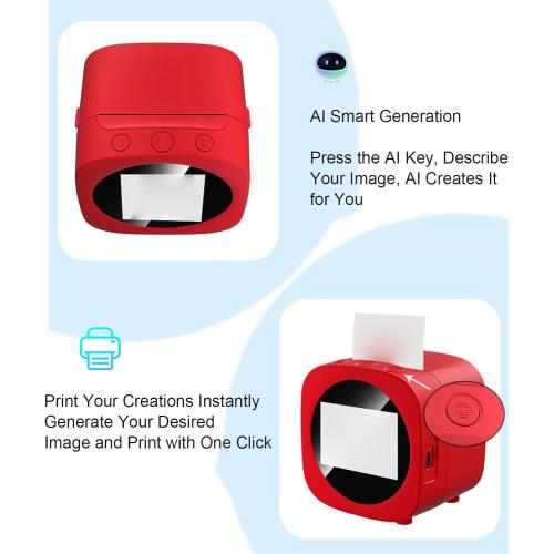 AI Voice Control Printer, Portable Thermal Photo Printer with AI Voice Key, 2.4 Inch HD Screen, 1300mAh Battery for DIY Crafts, Journaling, Gifts for Kids Students