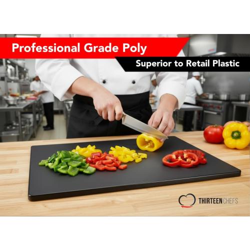 Commercial Grade Black Cutting Board - 20 x 15 Inch Extra Large, 0.5 Thick HDPP Plastic with NSF Stamp for Restaurants Kitchens and Food Service