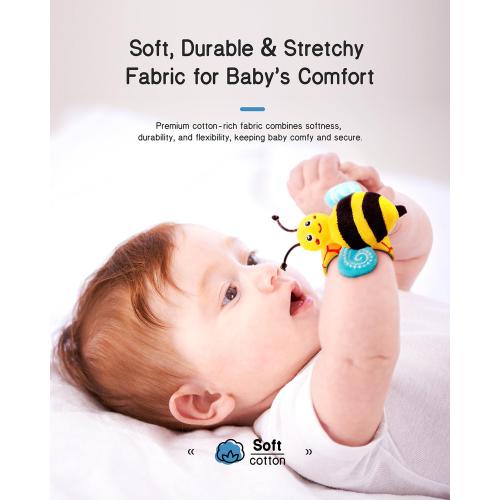 Infinno Baby Wrist Rattle Socks and Foot Finder Set, Perfect Baby Toys for 0-12 Months Newborn Boys and Girls As Shower Gifts, Garden Bug Series