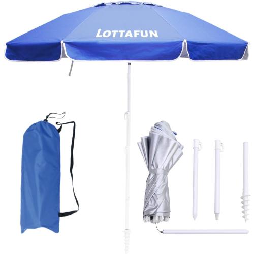 6ft Beach Umbrella - Heavy Duty Wind Resistant UV 50  Portable Sun Shade with Sand Anchor & Carry Bag, Outdoor Folding Umbrella for Beach, Pool, Patio, Garden (Dark Blue)