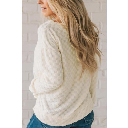Size M Chvity Women’s Textrued Thumbhole Sleeve Knit Tops Crewneck Long Sleeve Solid Pullover Sweatshirt Tops