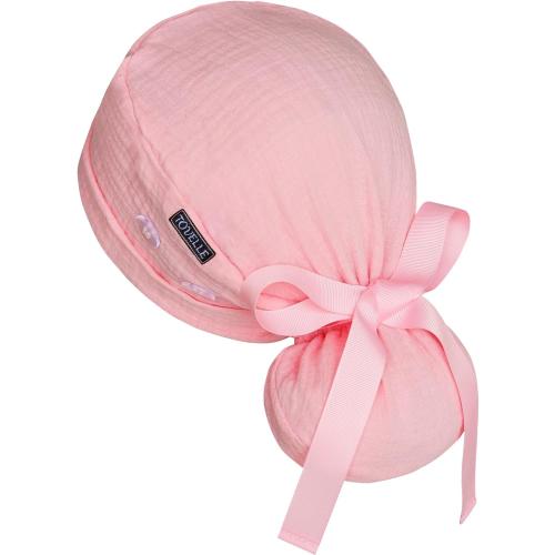 Ponytail Scrub Cap for Women – Solid Light Pink Surgical Cap with Buttons, Cotton Ponytail Scrub Caps, Adjustable Surgical Hat for Women to Secure Long Hair